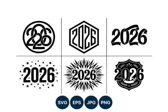 2026 Decorative Number Badges Vector: Graphics & Illustrations