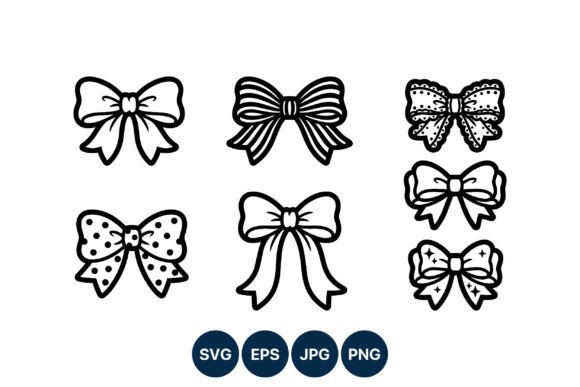 Black and White Decorative Bow Ribbons: Graphics & Illustrations