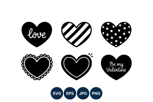 Black and White Decorative Hearts Vector: Graphics & Illustrations