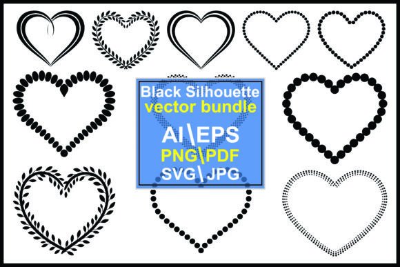 Black Heart Shapes Graphics for Crafting