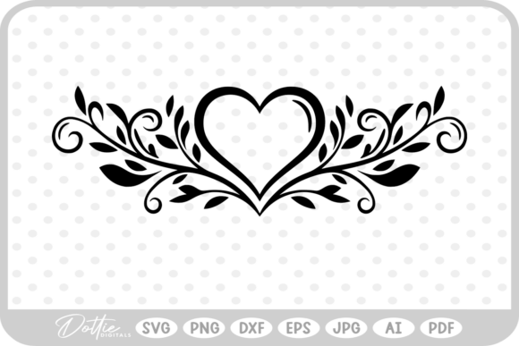 Botanical Decorative Heart SVG PNG DXF Graphics & Illustrations