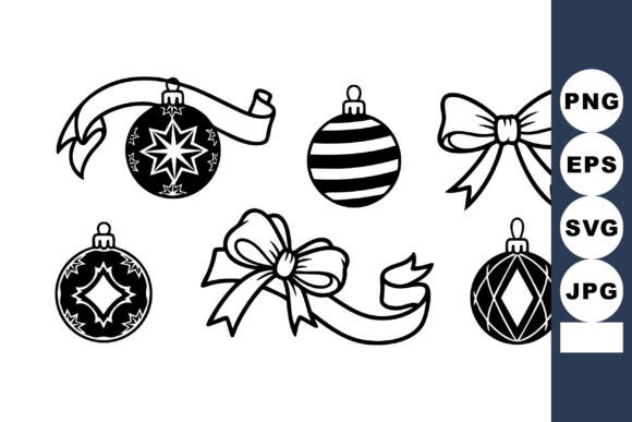 Christmas Ornaments and Decorative Bows Graphics