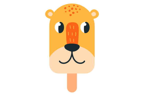 Cute Wild Cat Decorative Head Ice Cream Graphics