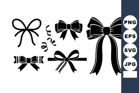 Decorative Black Bows Vector Set for Graphics and Illustrations