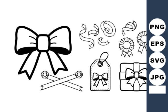 Decorative Bow Ribbon Gift Tag Rosette Graphics