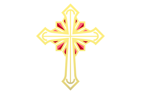 Decorative Crucifix Icon: Golden Holy Church Graphics