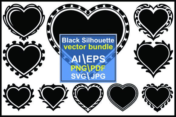 Decorative Heart Shapes Silhouette Graphics
