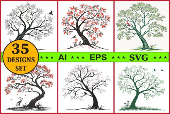 Decorative Ornamental Tree Vector Bundle
