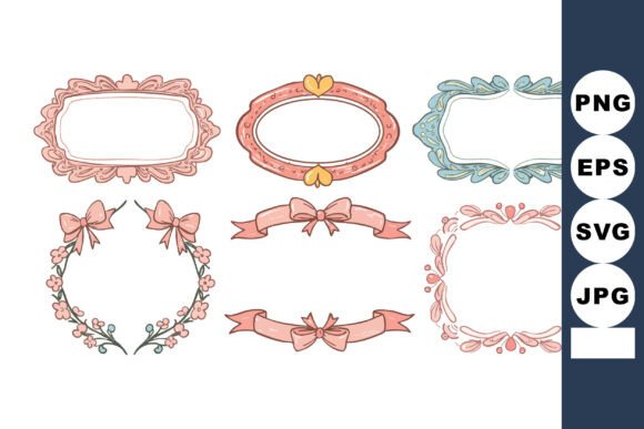 Decorative Vintage Frames and Ribbons Graphics
