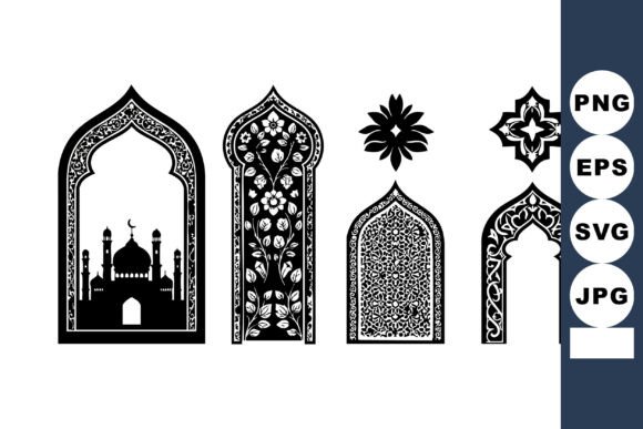 Islamic Decorative Window Arches Graphics for Editorial Design