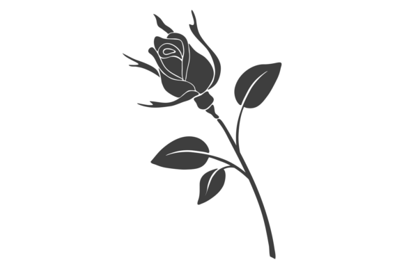 Rose Bud Black Icon: Botanical Graphics & Illustrations