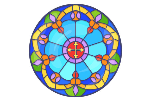 Round Stained Glass Graphics & Illustrations