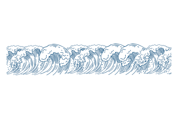 Storm Wave Decorative Border for Graphics and Illustrations