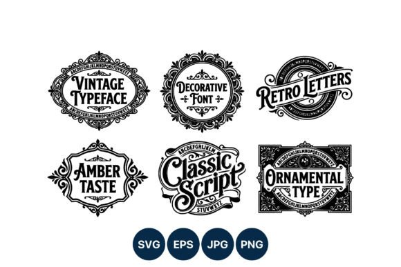 Vintage Decorative Font Retro Letters Graphics & Illustrations