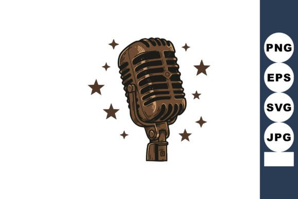 Vintage Microphone Graphics for Retro Branding