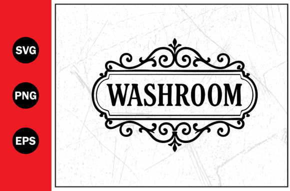 Vintage Washroom Sign Decorative Border